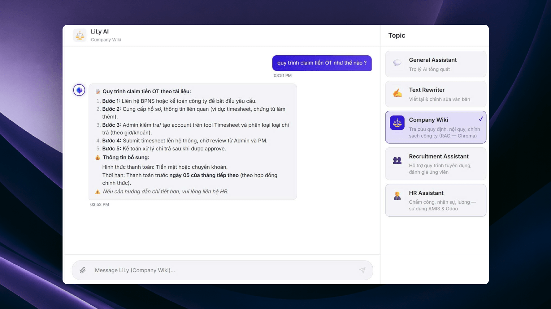 Intuitive and friendly main chatbot interaction screen