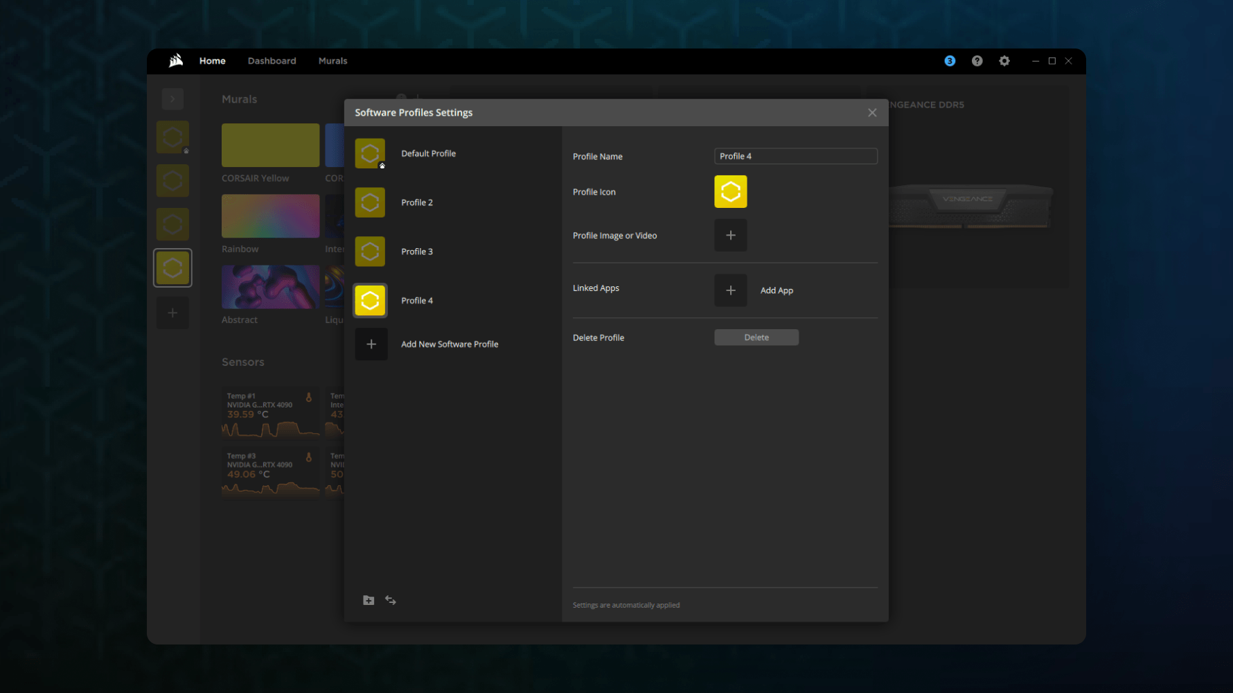 Custom profiles for different activities